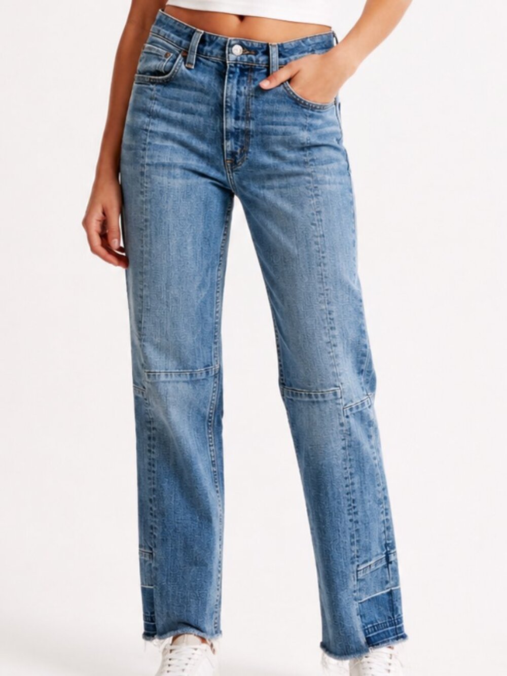 Abercrombie & Fitch Zoe Natural Rise Straight Leg Patchwork Ankle Jeans Size 26